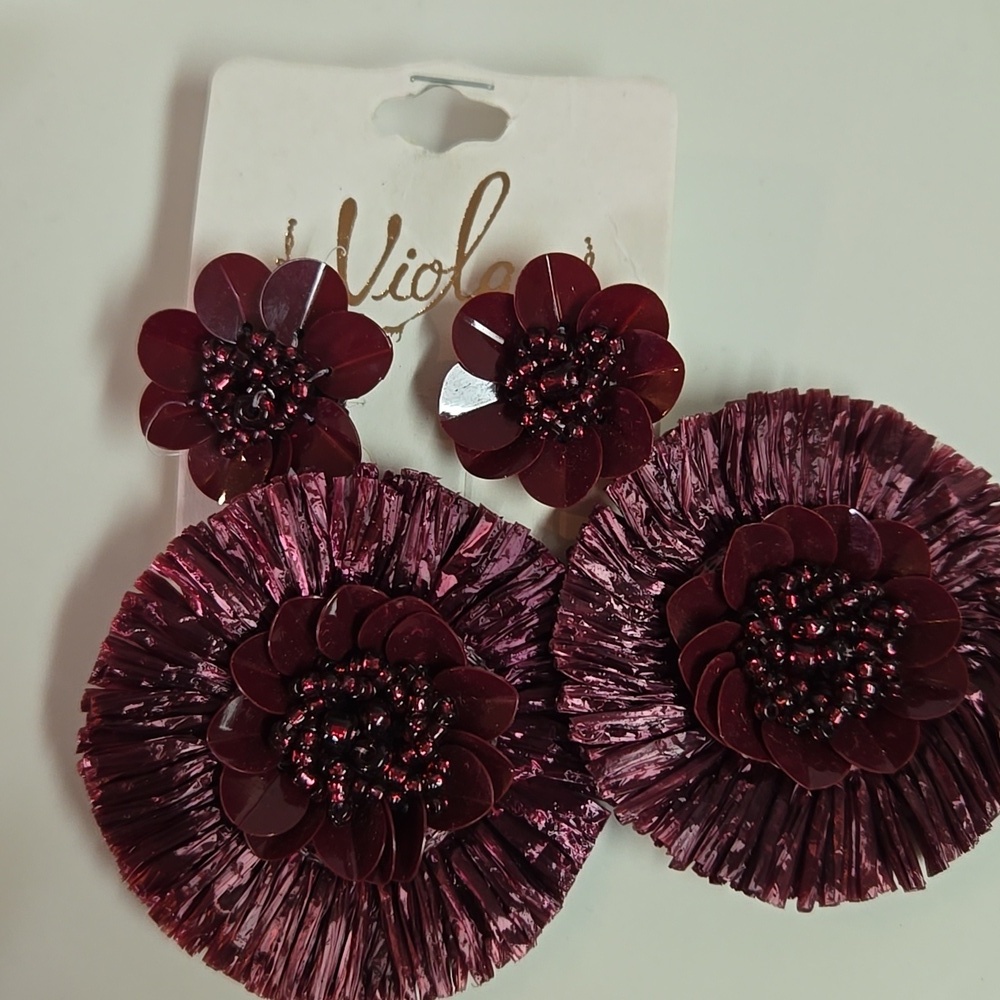 Viola Elegant Floral Earrings in Deep Purple
